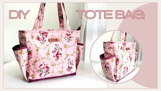 How To Make Tote Bag With Pockets  DIY Tote Bag With Pockets [upl. by Cunningham]