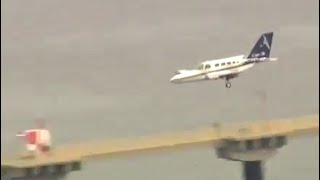 Landing gear jammed plane lands on just one wheel [upl. by Rahm84]