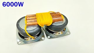 Ac 220V Free Energy 6000W Generator Using 2 New Speaker Pvc wire amp Copper Pipe At Home [upl. by Henn]