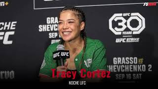 Tracy Cortez details incage trash talk with Jasmine Jasudavicius after hair pull at Noche UFC [upl. by Odnamla]