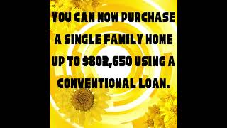 New conventional loan limit 802650loanlimit 802650 buyeralert conventionalloanincrease [upl. by Kinemod30]