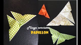 Pliage de serviette PAPILLON Inspiration Origami [upl. by Eimmat]