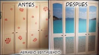 Como RESTAURAR un armario de madera con vinilos decorados RECICLAR muebles [upl. by Ativahs]