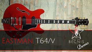 EASTMAN T64v Antique Varnish Red with Lollar Dog Ear P90  Victory Sheriff 22 in 2x12 Vertical Cab [upl. by Ardnazil630]