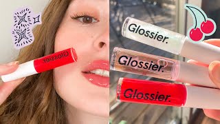 NEW SHADES of Glossier Lip Gloss REVIEW  SWATCHES 🍒 [upl. by Orabel]