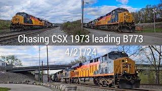 Chasing CSX quotChessie Systemquot heritage unit around New Castle Pennsylvania [upl. by Calise]