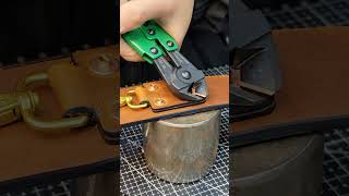 How to install copper rivets to make belt connections more secureshorts bagmaking bag leather [upl. by Teeniv]