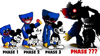 FNF Comparison Battle Poppy Playtime Huggy Wuggy VS Mickey Mouse  ALL Phases of FNF Animation [upl. by Tuck]