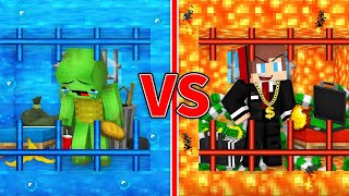 Mikey WATER vs JJ LAVA Prison Survival Battle in Minecraft Maizen [upl. by Sansen]