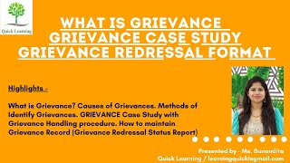 What is Grievance  Grievance Case Study  Grievance Redressal Format  Quick Learning [upl. by Chloras]