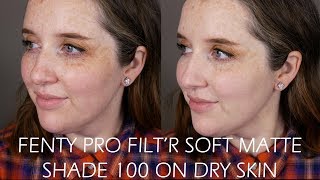 Review and Demo Fenty Pro Filtr Soft Matte Foundation in shade 100  Dry Skin  Very Fair  Pale [upl. by Ardnua]