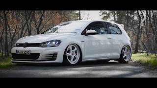 Bagged GTI MK7 on MB Design Turbo Wheels [upl. by Ennairda]