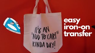 IRON ON TRANSFER  TOTE BAG  DIY STICKER [upl. by Eseyt821]