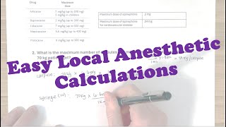 Local Anesthetic Max Dose Sample Questions Calculations [upl. by Hennessey]