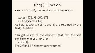 Octave Tutorial 35  Miscellaneous Topic find Function [upl. by Halsted67]