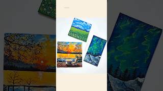 Sunset x Daisy x Aurora Borealis🌼🌅🌌Mini paintings 🫶🏼 shorts art colorfulartwork artlantic [upl. by Enitsahc]