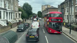 Mostly traffic Journey on route 38 from Dalston Lane to Hackney Central Station [upl. by Kere]