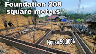 FULL VIDEO 60 Days House Foundation Construction Yard Floor Tiles Concrete column Plastering [upl. by Anilak886]