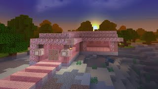 Minecraft How to build a cherry blossom house tutorial  Easy and Simple Water House🌸 [upl. by Irmo]