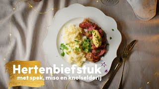 Hertenbiefstuk met miso en knolselderij – kerstrecepten – Allerhande [upl. by Aroled115]