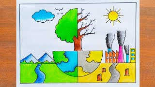 Environment Day Drawing  World Environment Day Poster Drawing Easy Steps  Save Environment Drawing [upl. by Aikar]