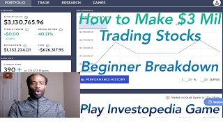 How to Make 3 MILLION Trading Stocks BEGINNERS Breakdown PLAY Investopedia Game 2021 No End [upl. by Edholm405]