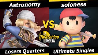 UWaterloo SSBU S24w6 Losers Quarters  Astronomy Sheik vs soloness Ness [upl. by Turk]