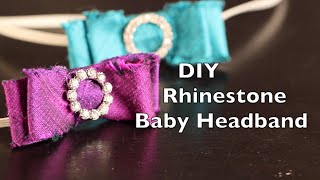 How To Make A Baby Headband  Rhinestone Buckle Bow [upl. by Epilihp]