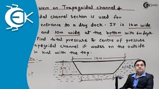 Problem on Trapezoidal Channel  Hydrostatic Forces on Surfaces  Fluid Mechanics 1 [upl. by Nylirehs]