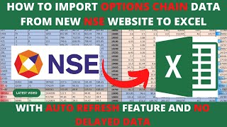 How To Import NSE Live Options Chain Data in Excel With Auto Refresh  NSE Live Data Import [upl. by Llednov]