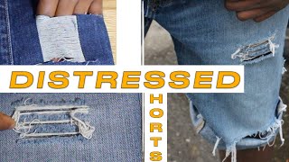 How To Distress Jean Shorts  Frayed Jean Shorts [upl. by Eitisahc169]