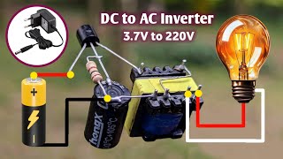 How To Make DC To AC Inverter DC37V To AC220V Using Old Mobile Charger Simple Circuit [upl. by Ewer]