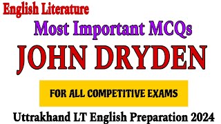 john dryden mcq  john dryden as a poet  mcq on john dryden  mac flecknoe  absalom and achitophel [upl. by Dupuy]