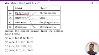 Match ListI with ListII ListI ListII A F1 Particles I Chromosomes B Histones II Cilia C Axoneme [upl. by Ihana774]