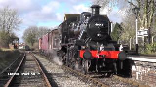 LMS IVATT 2MT 260 46447 WITH A MIXED FREIGHT ON THE EAST SOMERSET RAILWAY  1st March 2015 [upl. by Kaufmann196]