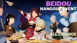 Beidou Hangout Event  All Endings amp Achievements JP Dub  Genshin Impact [upl. by Loram541]