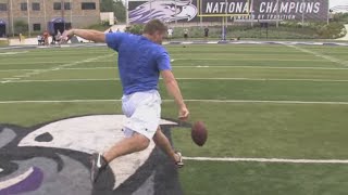 55Yard Drop Kick Field Goal  Pat McAfee  Kohls Kicking Camps [upl. by Aleunamme]