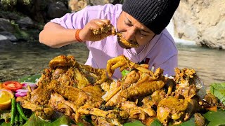 Eating by the river 🌊 RECIPE amp MUKBANG  STICKY amp YUMMY COUNTRY CHICKEN WITH PAHADI LOCAL SALAD [upl. by Nosremaj]