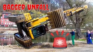 Excavator Accident in Hagen  Spectacular Recovery with a Crane [upl. by Richard833]