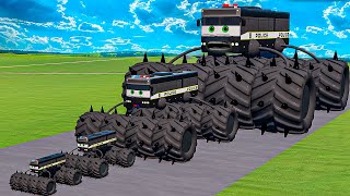 Big amp Small Long Bus Police Lightning McQueen Thorns vs Thomas Trains  BeamNGdrive [upl. by Chancey]