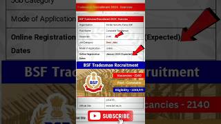 BSF Tradesman Recruitment 2024 bsf recruitment shortsfeed bsf tradesman new vacancy 2023 [upl. by Shanna871]