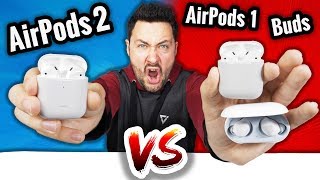 AirPods 2 VS AirPods 1 VS Galaxy Buds  Le Gros Fight [upl. by Fraya]