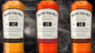 Bowmore 12 15 and 18 Year Old Islay Single Malt Scotch Whiskies [upl. by Ettenoj775]