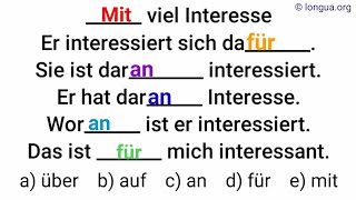 Mit viel Interesse fragen antworten bitten danken sich interessieren für interessiert sein an [upl. by Nerissa]