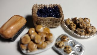 Dollhouse FoodBiscuits Muffins Bread and Blueberries w polymer clayRooming House Dollhouse [upl. by Elana]