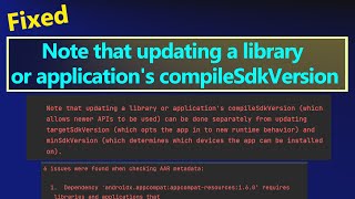 Fixing AAR Metadata Issues in Android updating a library or applications compileSdkVersion [upl. by Steinman]