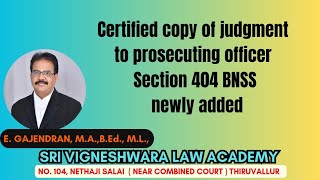 Certified copy of judgment to prosecuting officer Section 404 BNSS newly added civiljudge bnss [upl. by Marvel692]