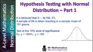 Hypothesis Testing with the Normal Distribution Part 1  Mr Mathematics [upl. by Christabella]