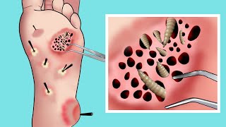 ASMR animation sea urchin spine and maggots removal  Treatment of Severely Injured Animation [upl. by Walrath]