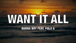 Burna Boy  Want It All feat Polo G Lyrics [upl. by Nuj445]